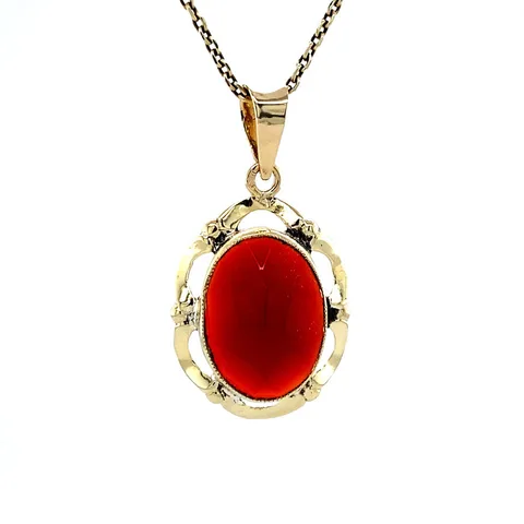 Vintage 14K Gold Pendant with Carnelian