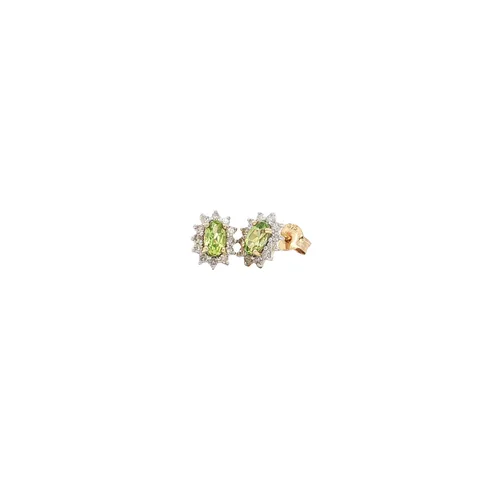 Vintage 9K Gold Earrings with Peridot and Diamond