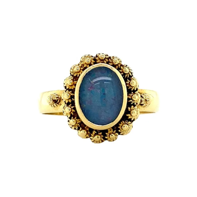Vintage 18K Gold Ring with Opal Triplet