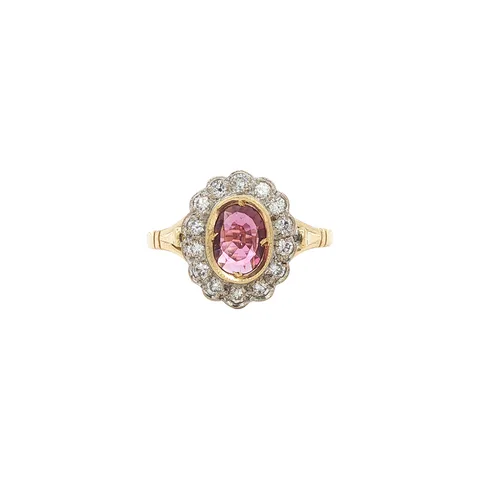 Vintage 18K Gold Ring with Ruby and Diamond