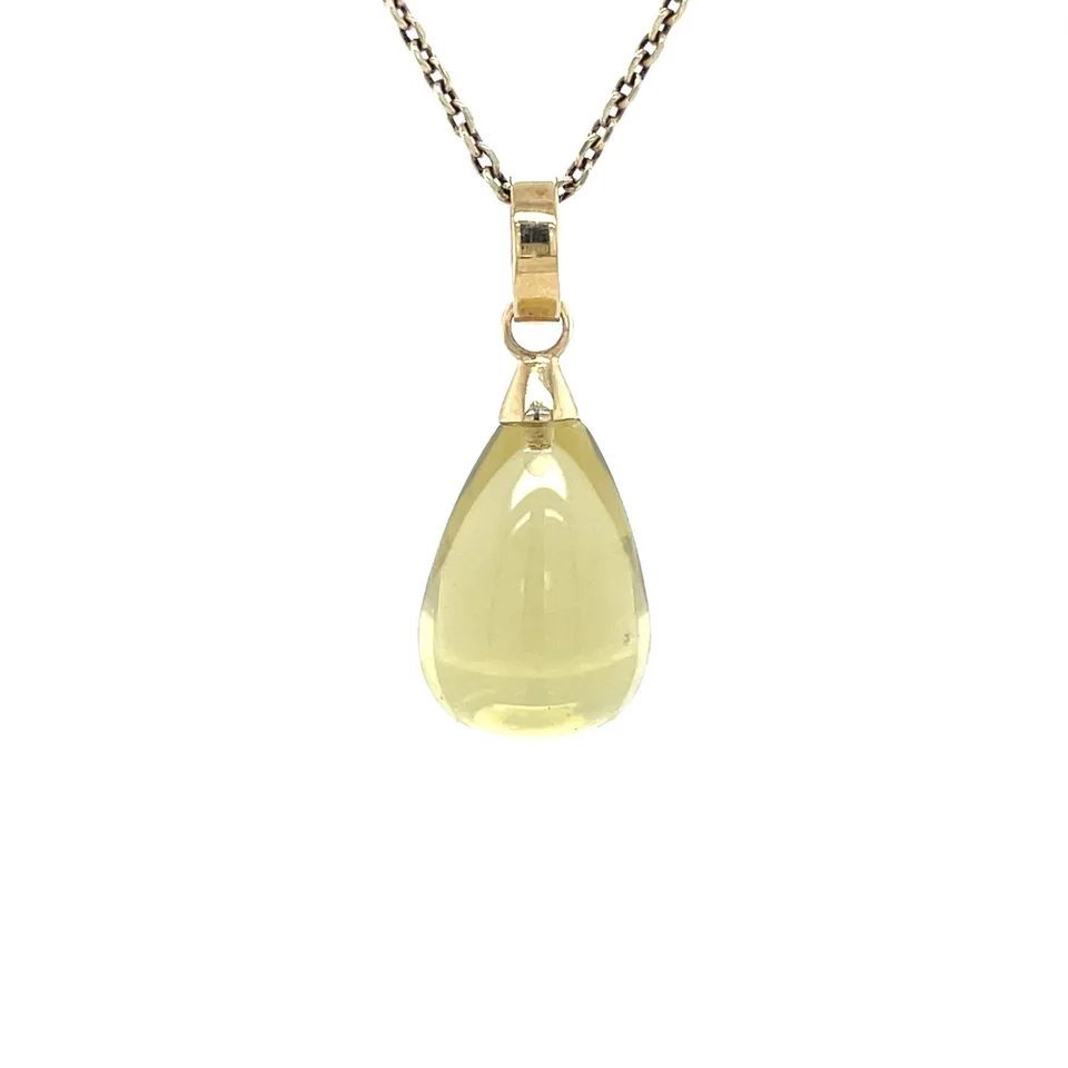 Vintage 14K Gold Pendant with Prasiolite