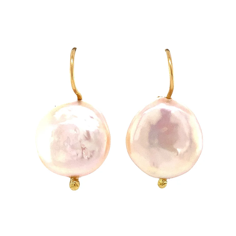 Vintage 14K Gold Drop Earrings with Pearl