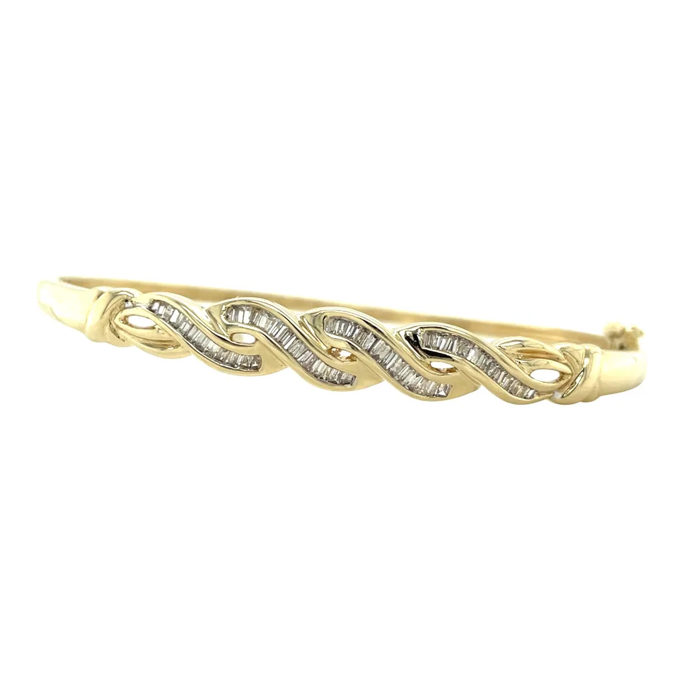 Vintage 10K Gold Bangle with Diamond