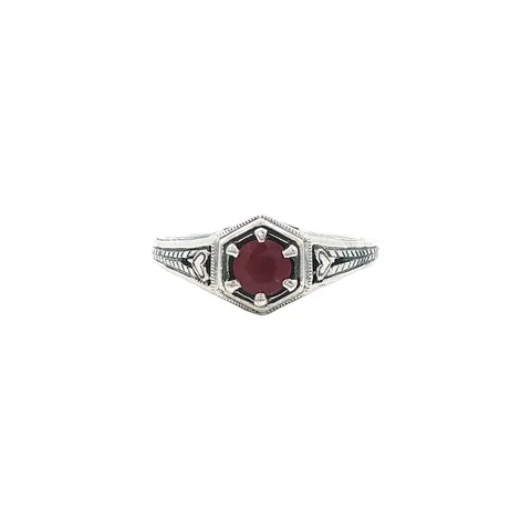 Vintage Sterling Silver Ring with Ruby