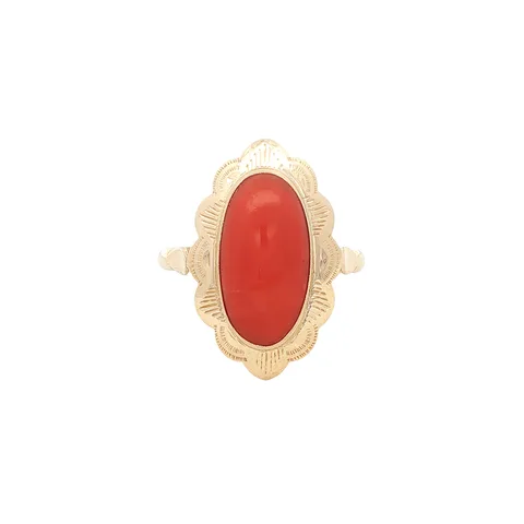 Vintage 14K Gold Ring with Red Coral