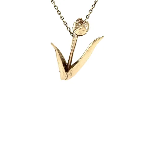 Vintage 14K Gold Tulip Pendant