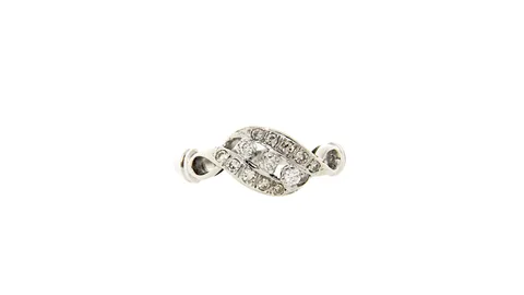 Vintage 18K White Gold Fancy Ring with Diamond