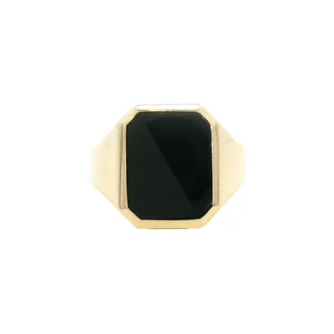 Vintage 14K Gold Signet Ring with Onyx and Colored Stone