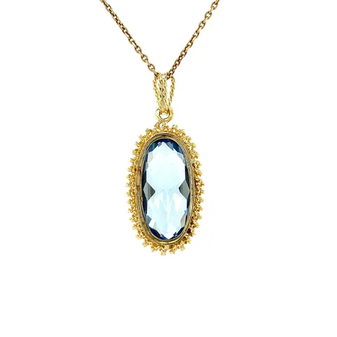 Vintage 14K Gold Pendant with Blue Spinel
