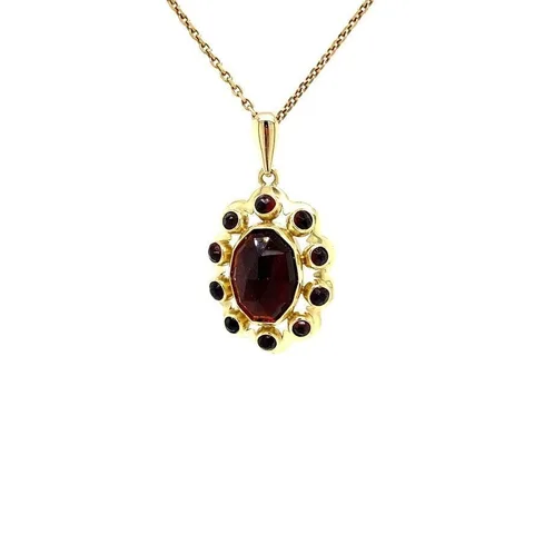 Vintage 14K Gold Cluster Pendant with Garnet