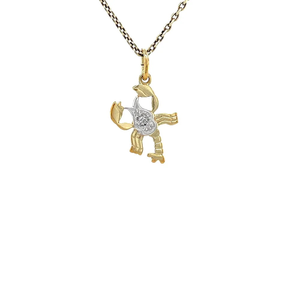 Vintage 14K Gold Scorpion Pendant with Diamond