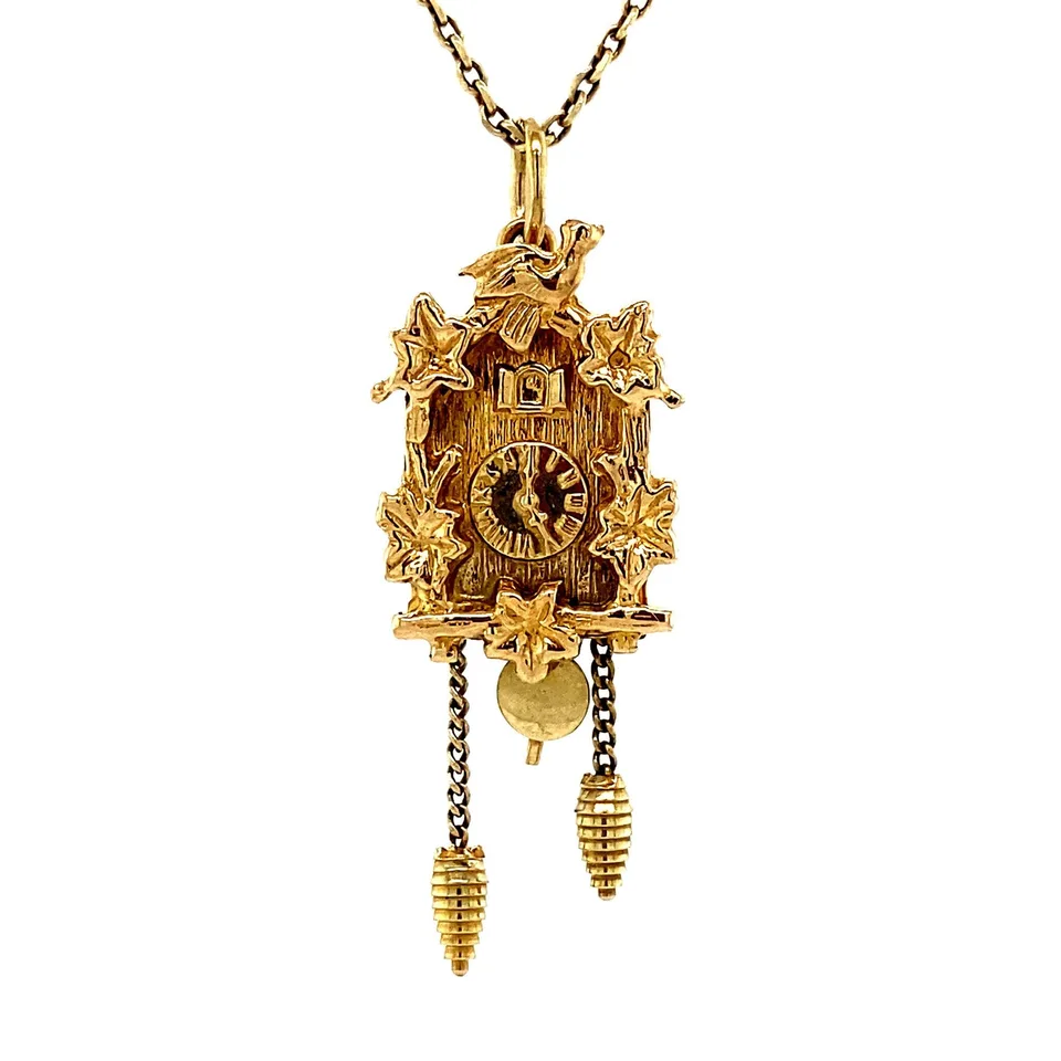 Vintage 9K Gold Pendant Koekoeksklok