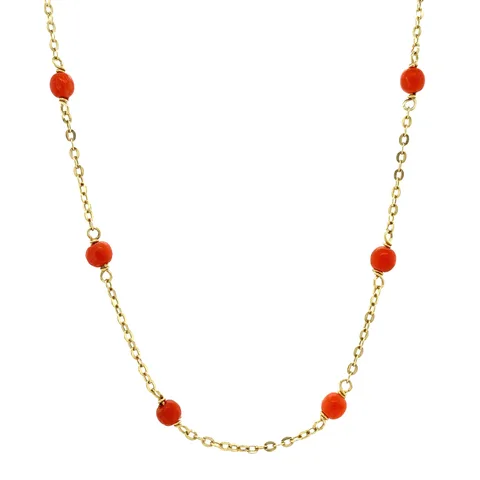 Vintage 14K Gold Necklace with Red Coral 43 cm