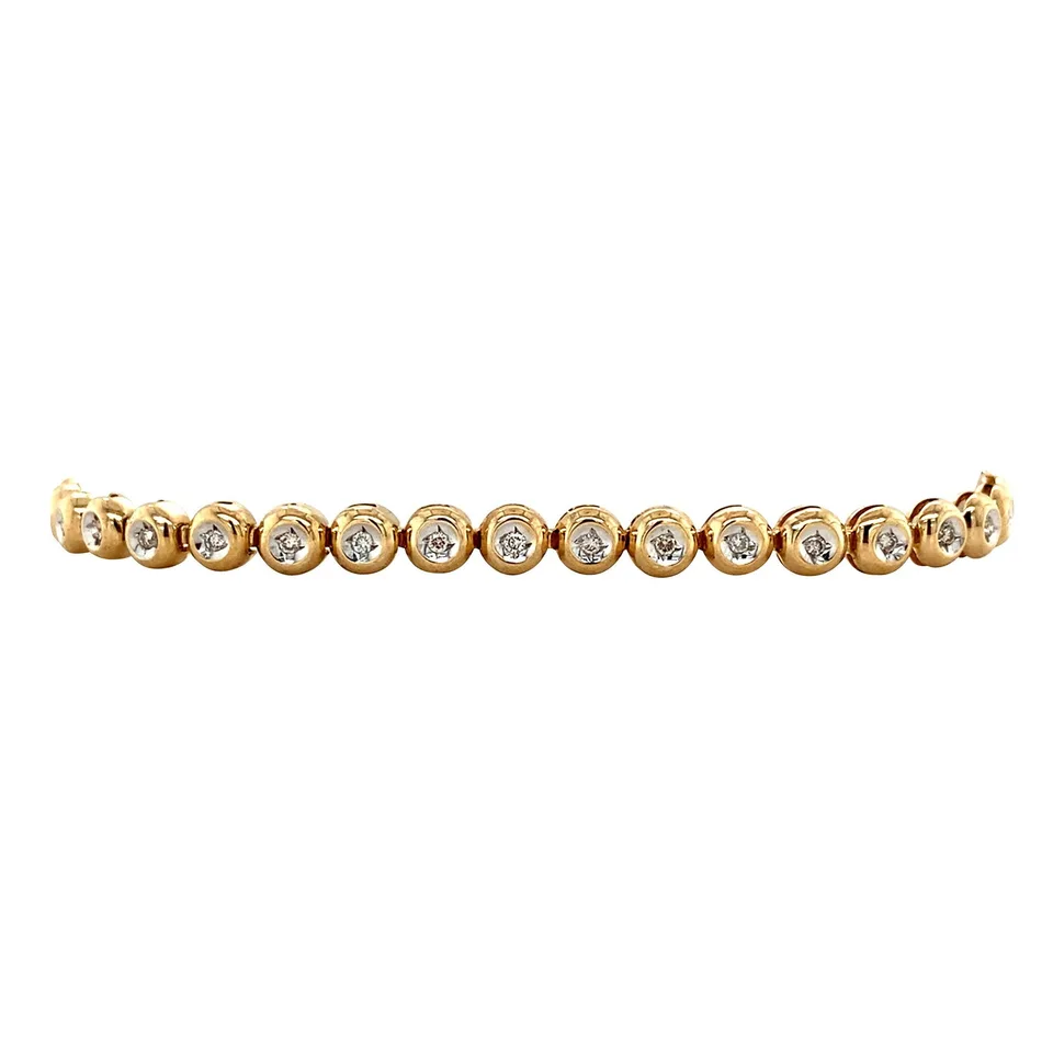Vintage 14K Gold Tennis Bracelet with Diamond