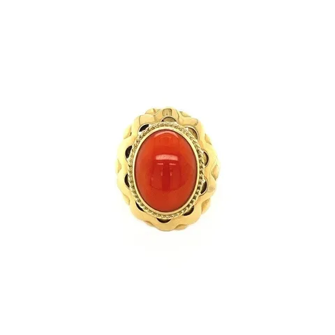 Vintage 14K Gold Ring with Red Coral