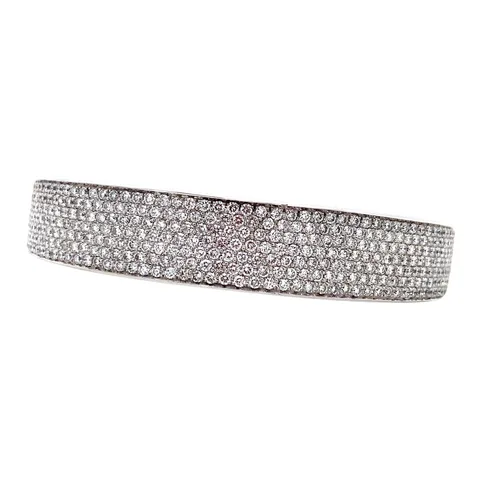 Vintage 18K White Gold Bangle with Diamond