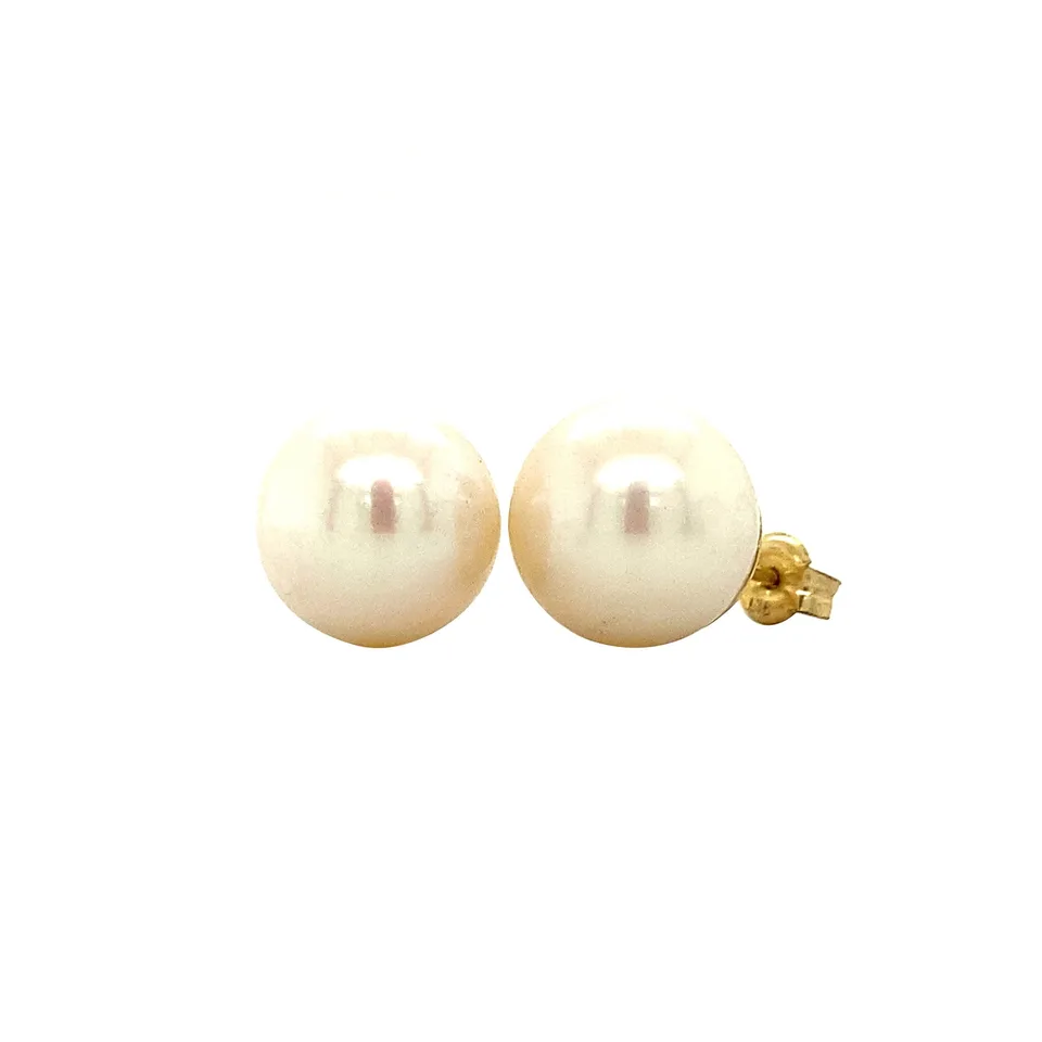 Vintage 14K Gold Stud Earrings with Pearl