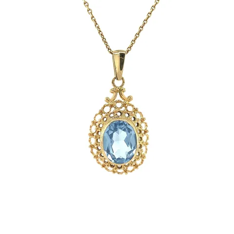 Vintage 14K Gold Pendant with Blue Spinel