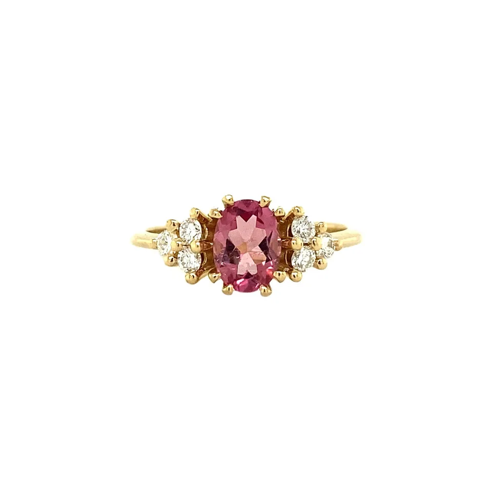 Vintage Audrey 14K Gold Ring, Pink Sakura
