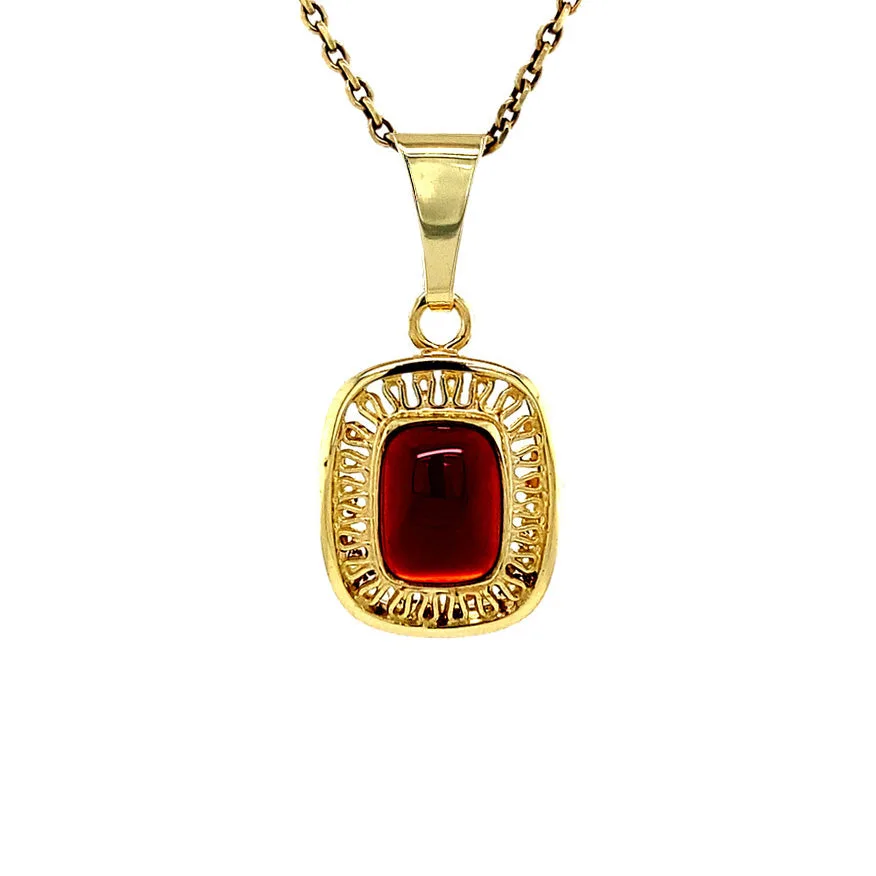 Vintage 14K Gold Pendant with Garnet
