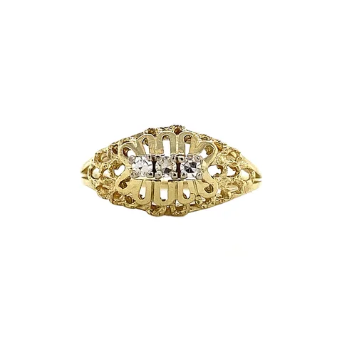 Vintage 14K Gold Trilogy Ring with Diamond