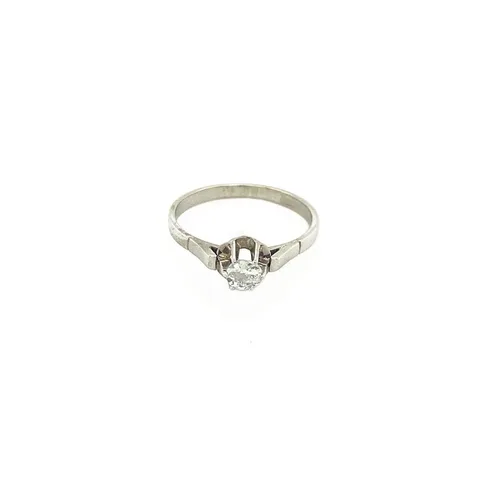 Vintage 14K White Gold Solitaire Ring with Diamond