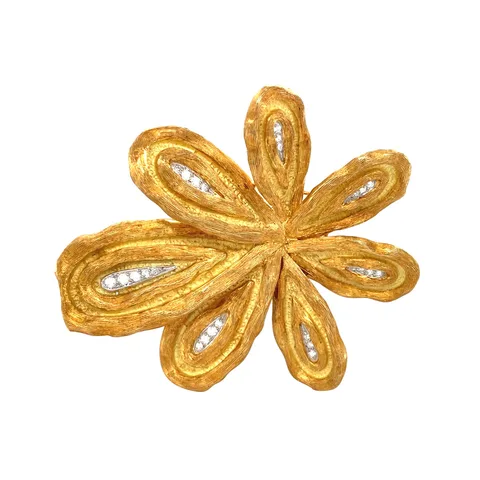 Vintage 18K Gold Mid Century Fur Clip with Diamond