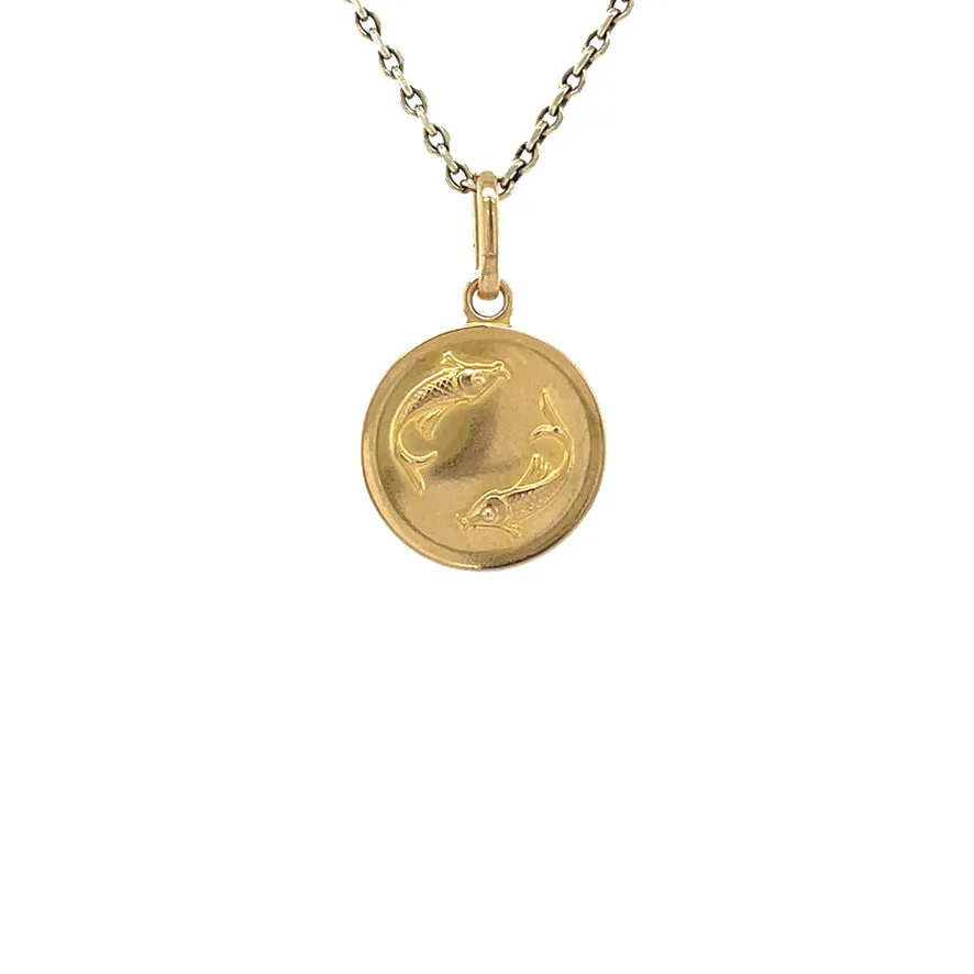 Vintage 18K Gold Fish Zodiac Pendant