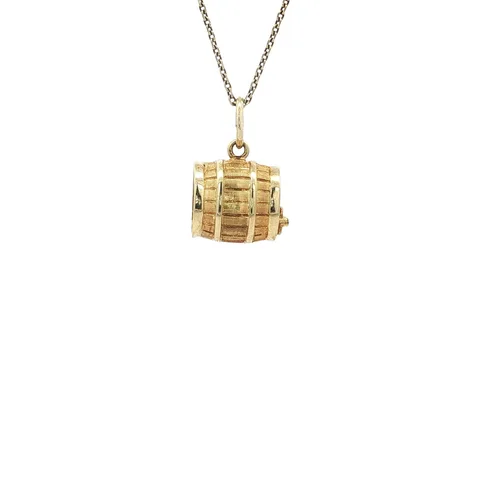 Vintage 14K Gold Wine Barrel Pendant