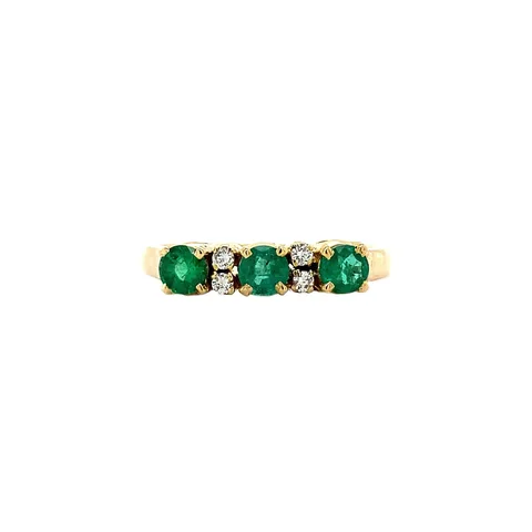 Vintage 14K Gold Ring with Emerald and Diamond