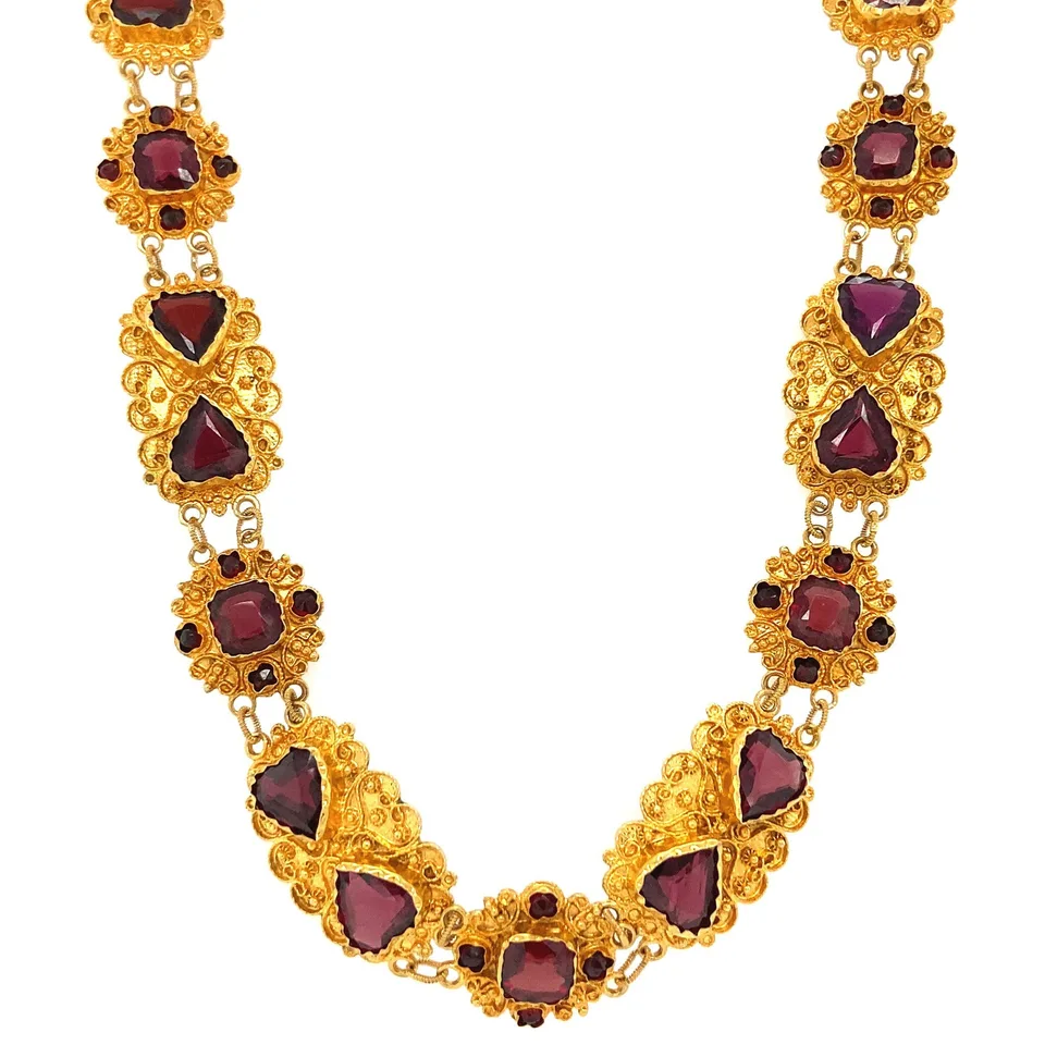 Vintage 14K Gold Necklace with Garnet 38 cm