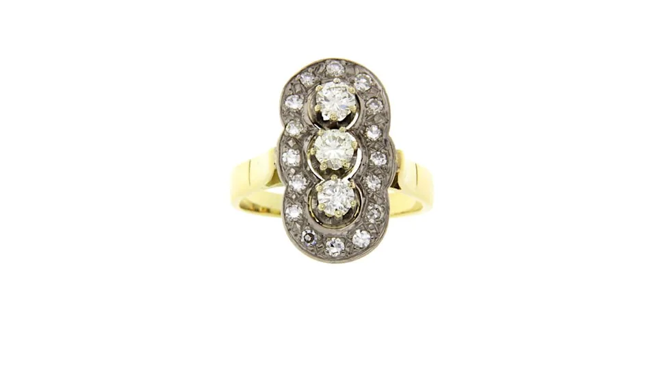 Vintage 12K Gold Princess Ring with Diamond