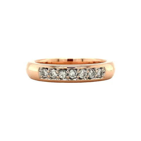 Vintage 14K Rose Gold Half Eternity Ring with Diamond