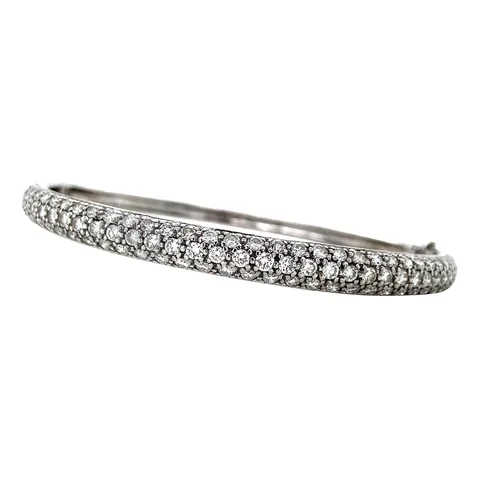 Vintage 18K White Gold Bangle with Diamond