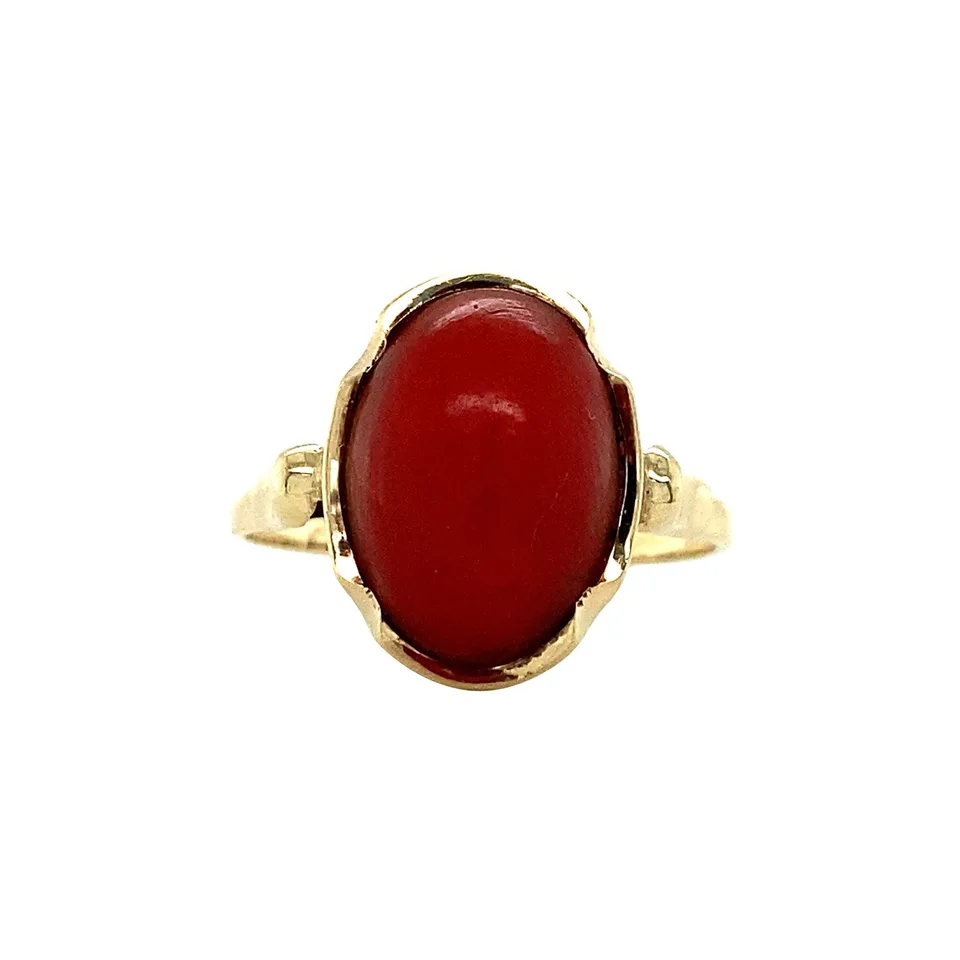 Vintage 14K Gold Ring with Red Coral