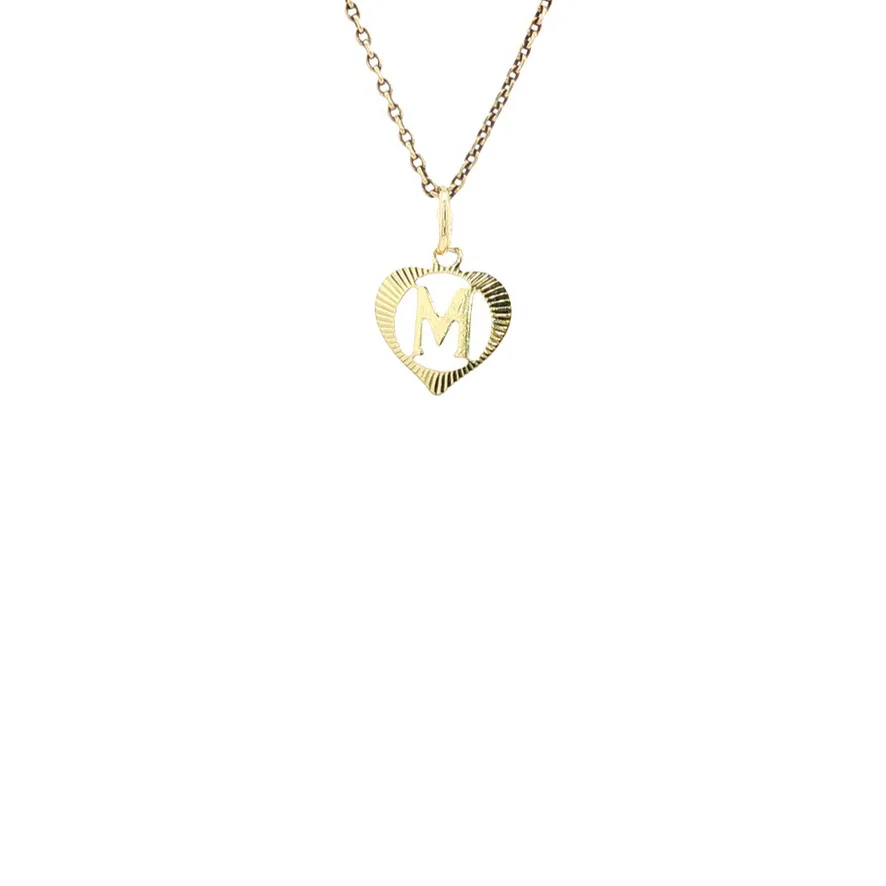 Vintage 14K Gold Heart Letter M Pendant