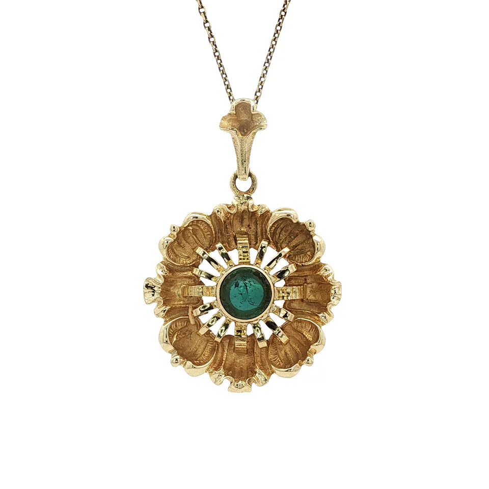 Vintage 14K Gold Pendant with Tourmaline