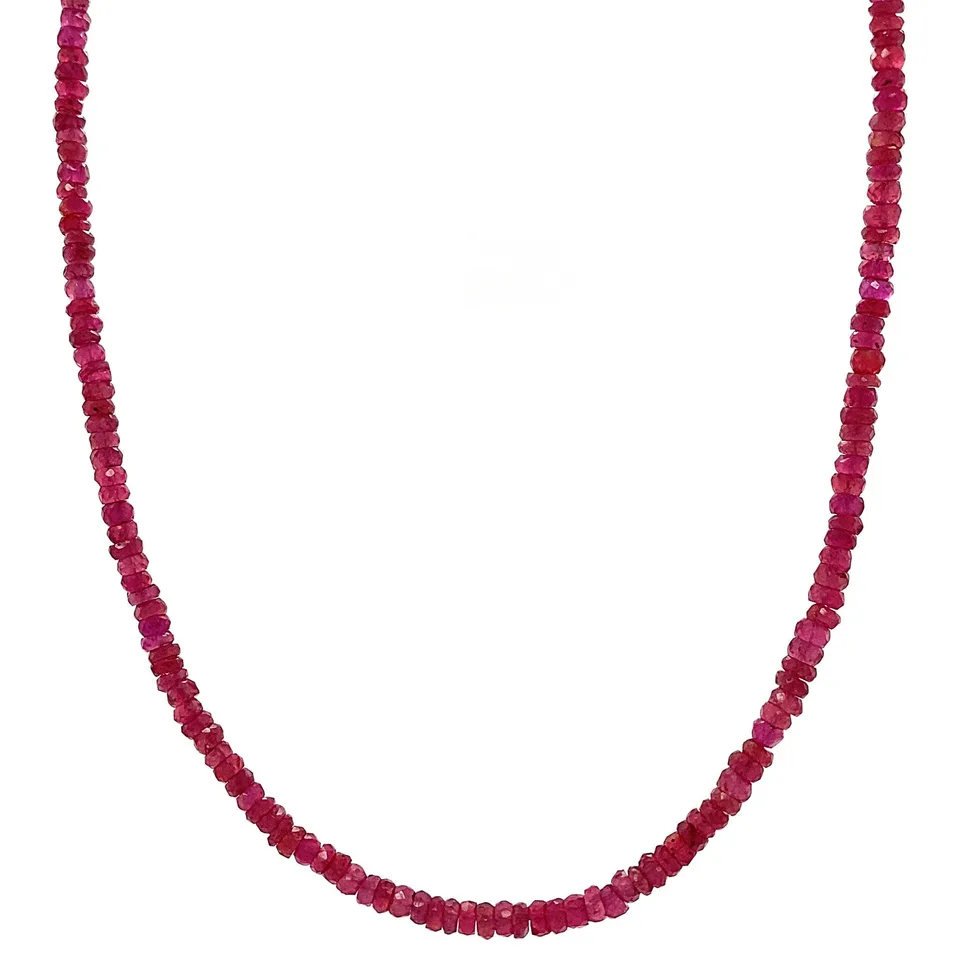Vintage Ruby Necklace with 14K Gold Clasp 42 cm