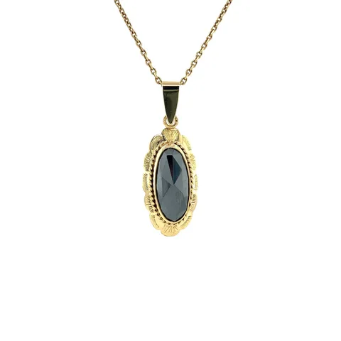 Vintage 14K Gold Pendant with Hematite