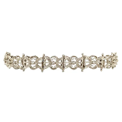 Vintage 18K White Gold Bracelet with Diamond 18 cm
