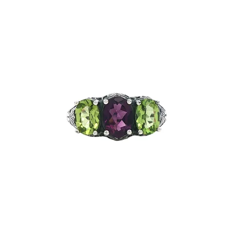 Vintage Sterling Silver Ring with Amethyst and Peridot