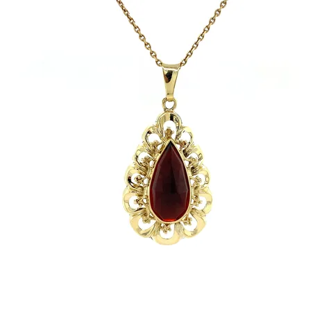 Vintage 14K Gold Pendant with Garnet