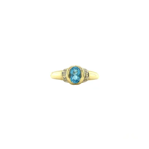 Vintage 14K Gold Ring with Topaz and Diamond
