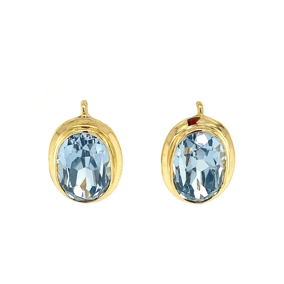 Vintage 18K Gold Drop Earrings with Blue Spinel