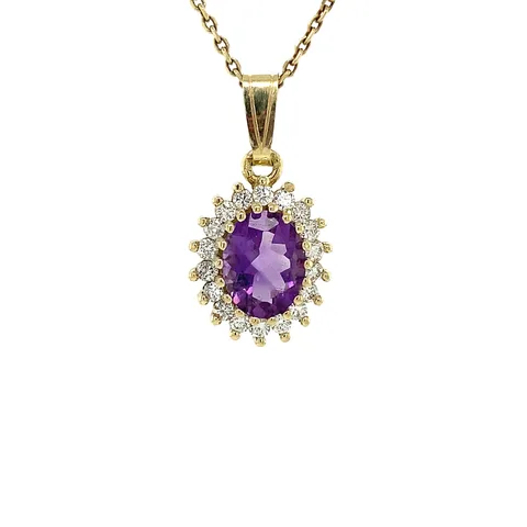Vintage Lady Di 14K Gold Pendant, Violet