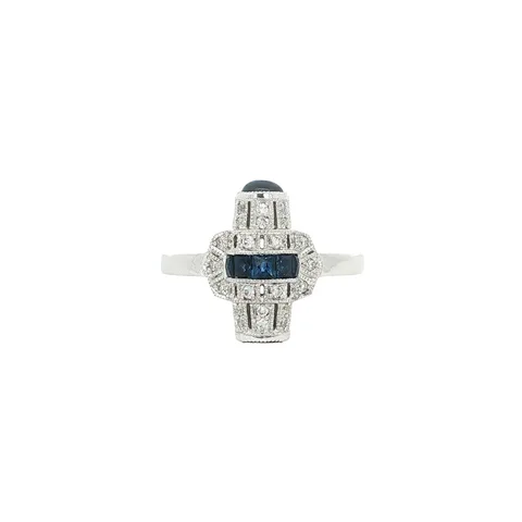 Vintage 14K Gold Ring with Sapphire and Diamond