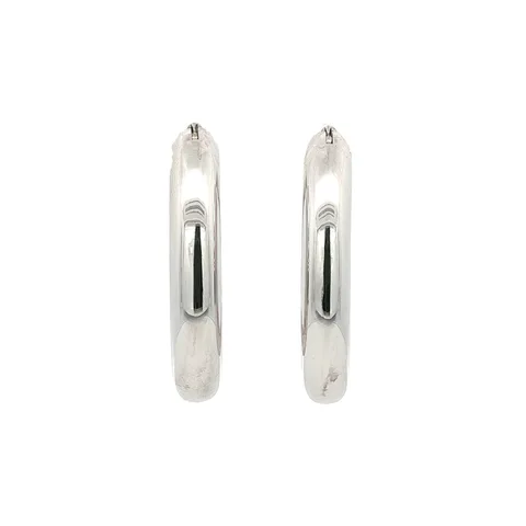 Vintage 14K White Gold Smooth Hoop Earrings