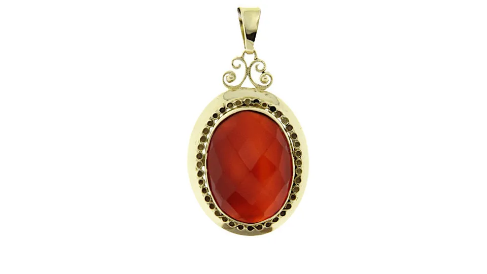 Vintage 14K Gold Pendant with Carnelian
