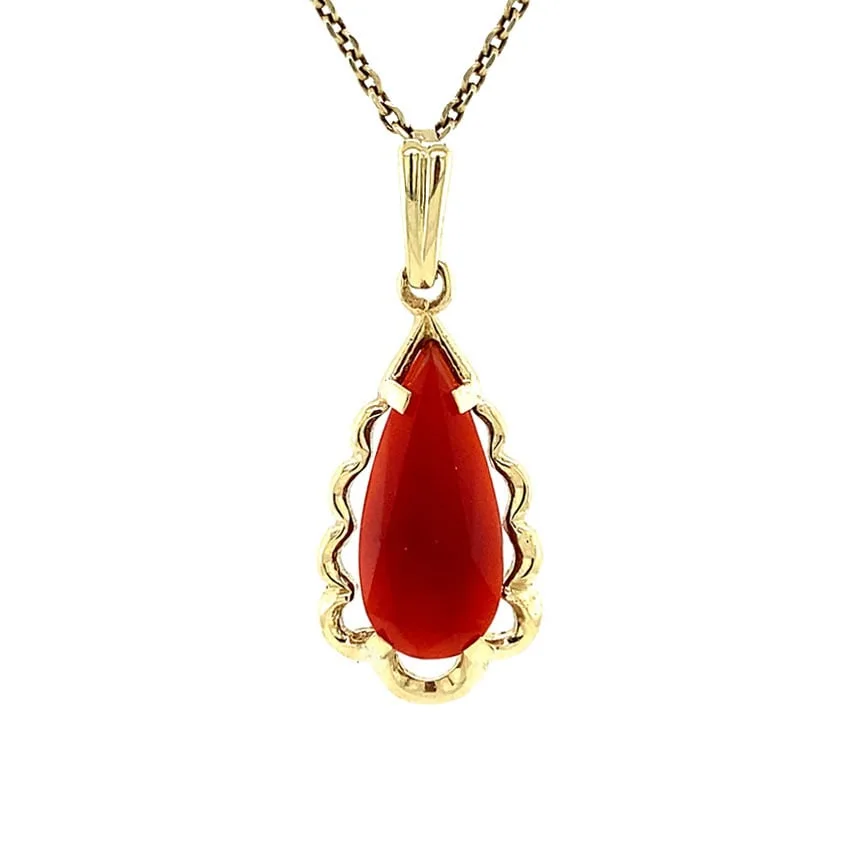 Vintage 14K Gold Pendant with Carnelian