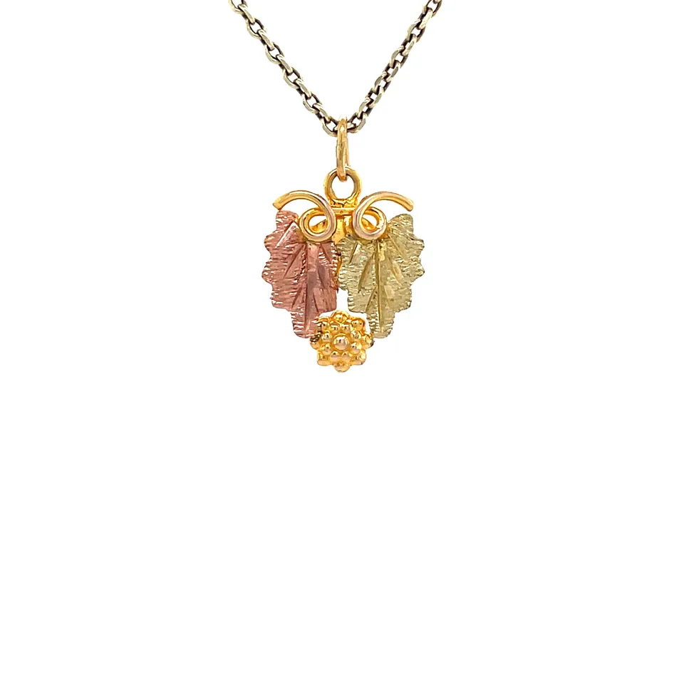 Vintage Two Tone Bladeren 10K Gold Pendant